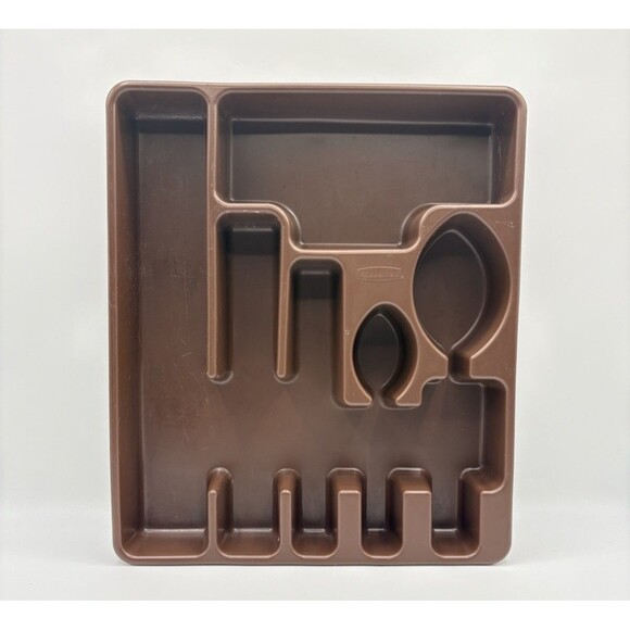 Vintage Rubbermaid Silverware Flatware Utensil Holder Tray Chocolate Brown - Picture 1 of 4